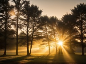 Sonnenstrahlen im Morgenwald