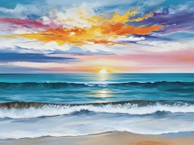 Sonnenuntergang über Meereswellen