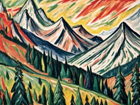 Expressionistische Berglandschaft