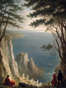 Romantische Küstenlandschaft mit Klippen