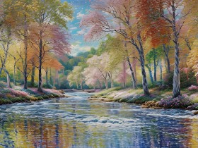 Flusslandschaft im Farbenwald