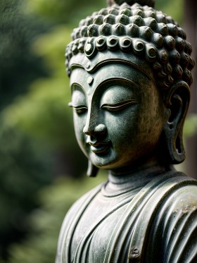 Buddha Statue in ruhiger Nahaufnahme