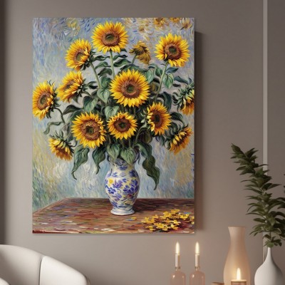 Sonnenblumen in blauer Vase