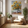 Sonnenblumen in blauer Vase