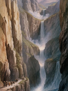 Majestätische Schlucht mit Wasserfällen