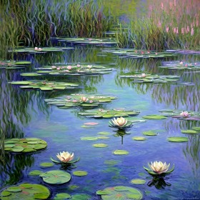 Seerosenteich in sanften Farben