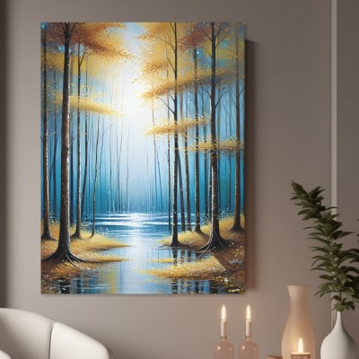 Goldener Herbstwald am Wasser