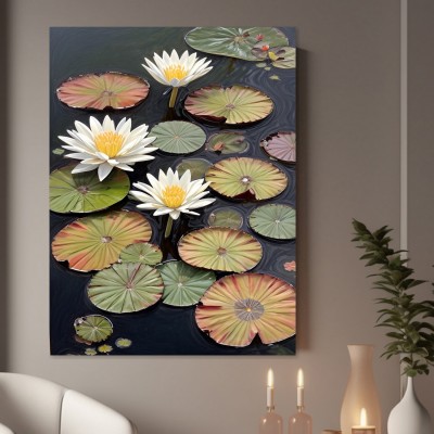 Seerosen auf dunklem Wasser