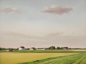 Weite Felder mit Bauernhäusern