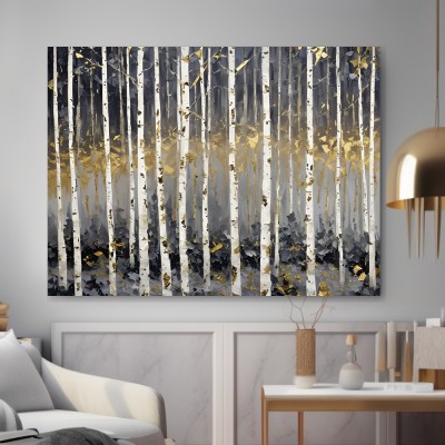 Birkenwald in Grau und Gold