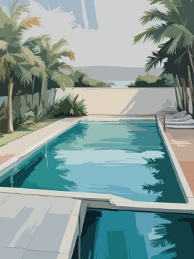 Tropischer Pool mit Palmen