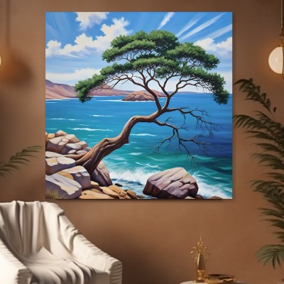 Küstenbaum am türkisblauen Meer