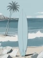 Surfbrett am tropischen Strand