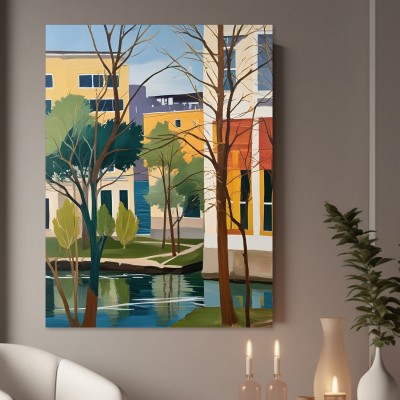 Stadtkanal mit Bäumen
