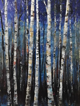Birkenwald in Blau