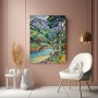 Expressionistische Flusslandschaft mit Bergen
