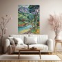 Expressionistische Flusslandschaft mit Bergen