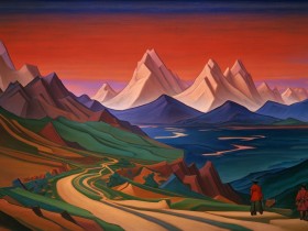 Berglandschaft im Abendrot