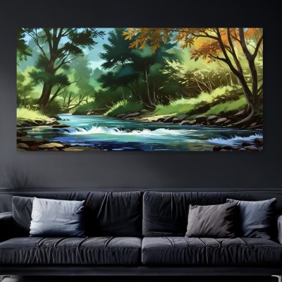 Waldfluss im sanften Morgenlicht
