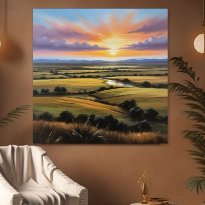 Sonnenuntergang über weiter Landschaft