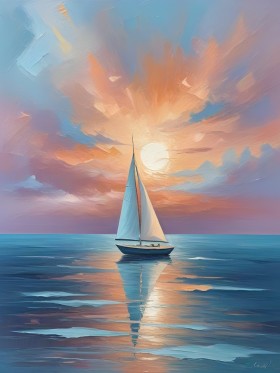 Segelboot im Sonnenuntergang