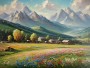 Alpines Bergtal mit Blumenwiese