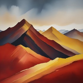 Abstrakte Berglandschaft in warmen Farben