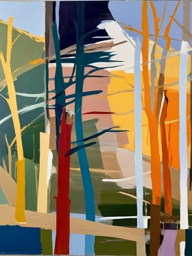 Abstrakter Wald in warmen Farben