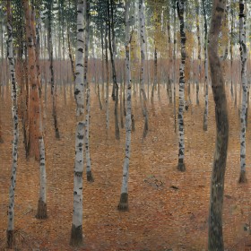 Herbstlicher Birkenwald