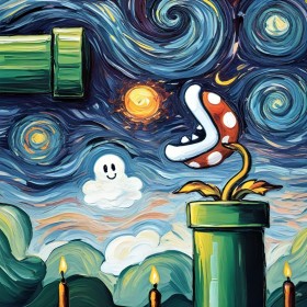 Sternennacht im Retro-Game-Stil
