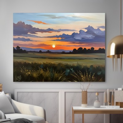Sonnenuntergang über weiter Landschaft
