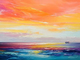 Farbenfroher Sonnenuntergang am Meer