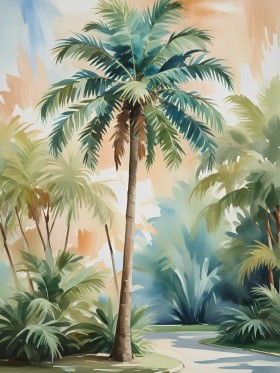 Tropische Palme in Aquarell