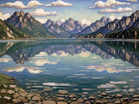 Alpensee mit Bergspiegelung