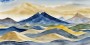 Aquarell Berge in Blau und Gold