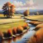 Herbstbach in goldener Landschaft