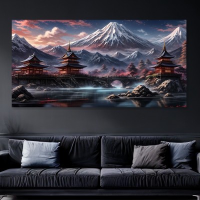 Japanische Tempel am Bergsee