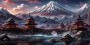 Japanische Tempel am Bergsee