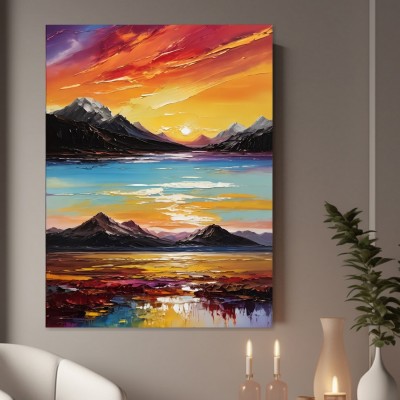 Bergsee im leuchtenden Sonnenuntergang
