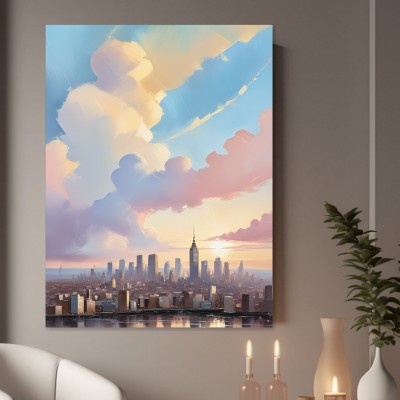 Pastell Skyline bei Sonnenuntergang