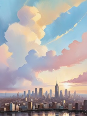 Pastell Skyline bei Sonnenuntergang
