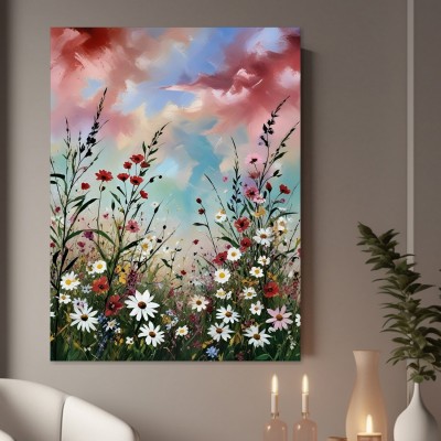 Wildblumen unter Pastellhimmel