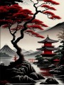 Japanische Pagode am roten See