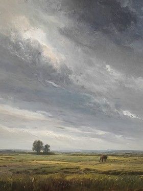 Elefant unter weitem Himmel