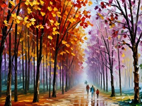 Farbenfrohe Baumallee im Herbst