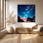 Kosmischer Nachthimmel über Baumlandschaft