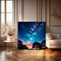 Kosmischer Nachthimmel über Baumlandschaft