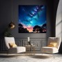 Kosmischer Nachthimmel über Baumlandschaft