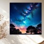 Kosmischer Nachthimmel über Baumlandschaft