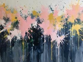 Farbspritzer in Rosa und Gold
